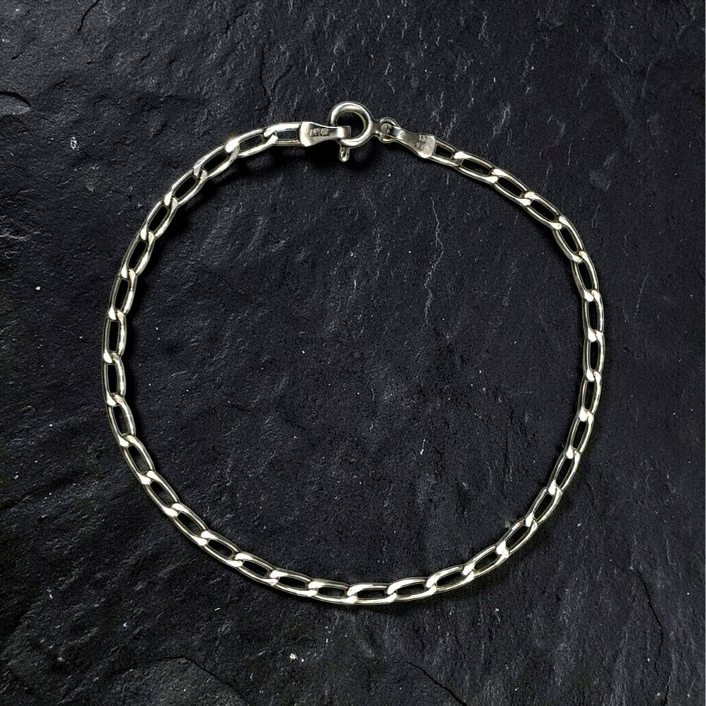 Vintage Sterling Silver Oval Link Chain Bracelet 7” Paperclip Minimalist 925